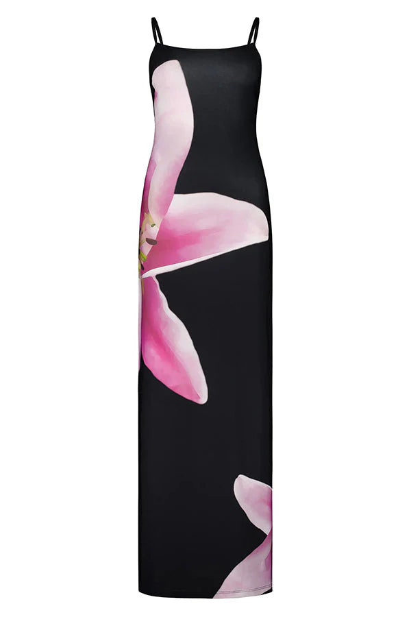Lily Floral Slip Stretch Vacation Maxi Dress
