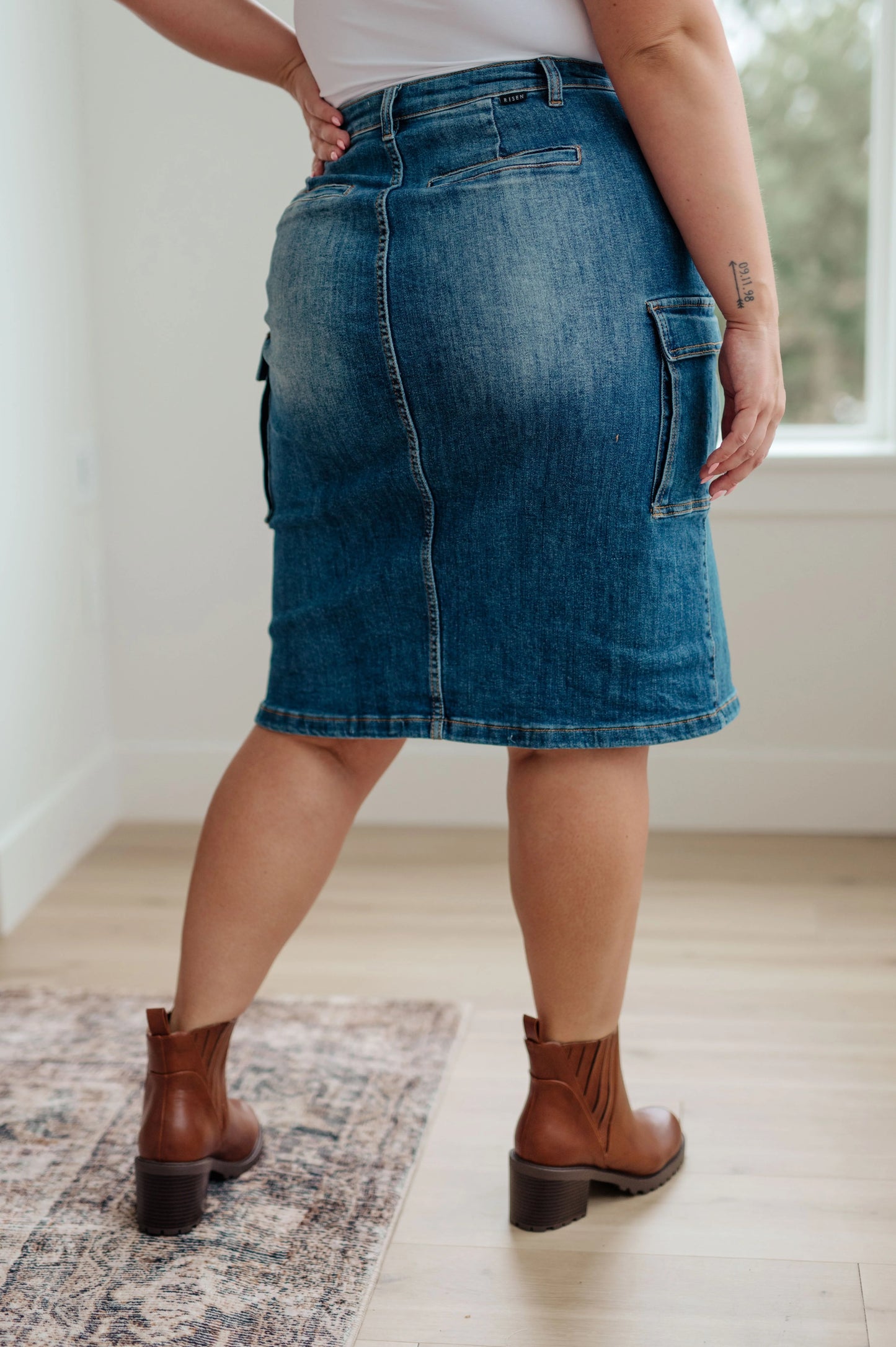 There Cargo Denim Skirt