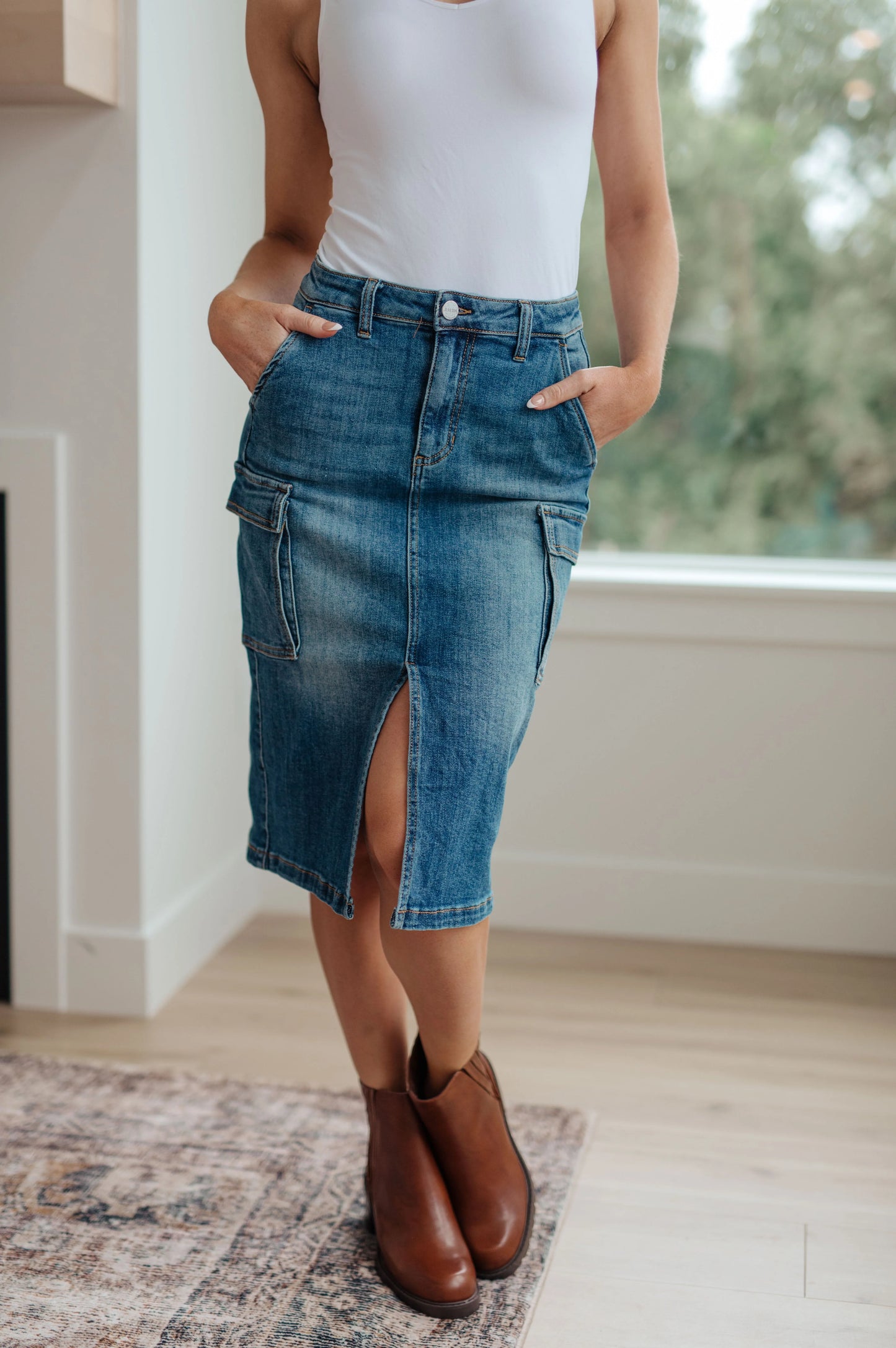 There Cargo Denim Skirt