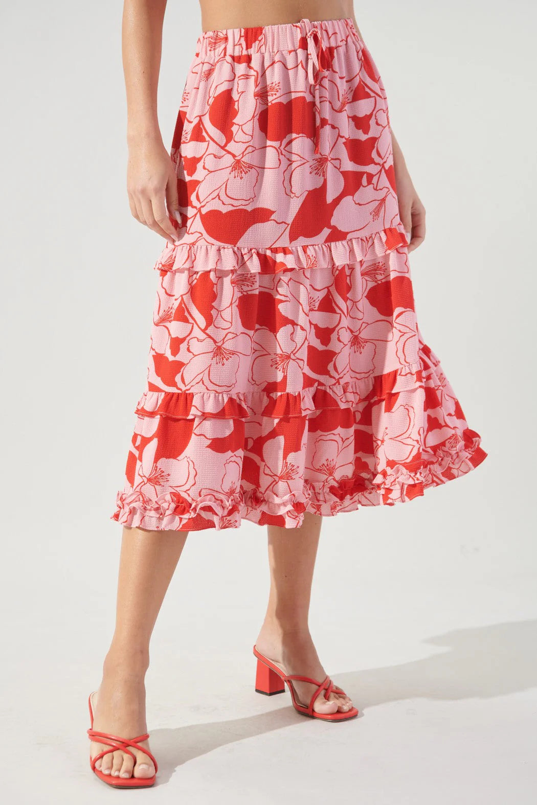 Gemigirl Caliente Pink Lemonade Layered Ruffle Midi Skirt