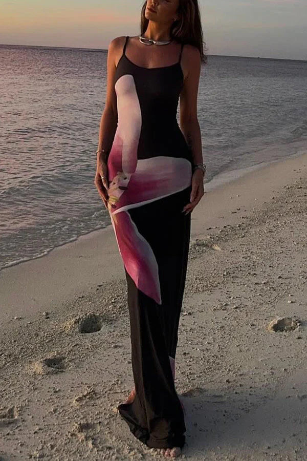 Lily Floral Slip Stretch Vacation Maxi Dress