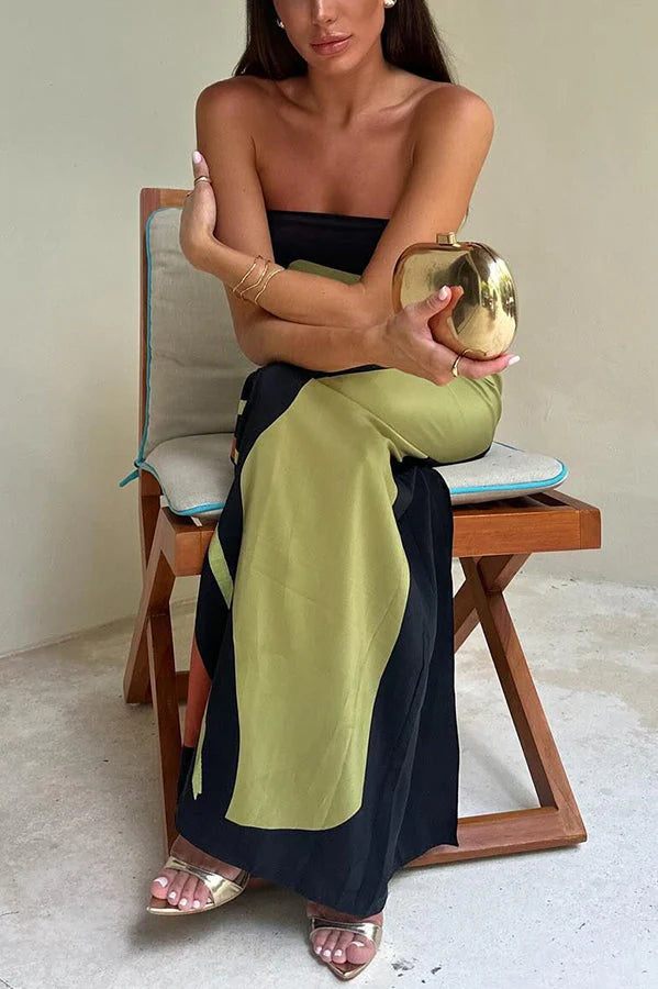 Abstract Floral Print Elasticated Off Shoulder Vacation Loose Maxi Dress