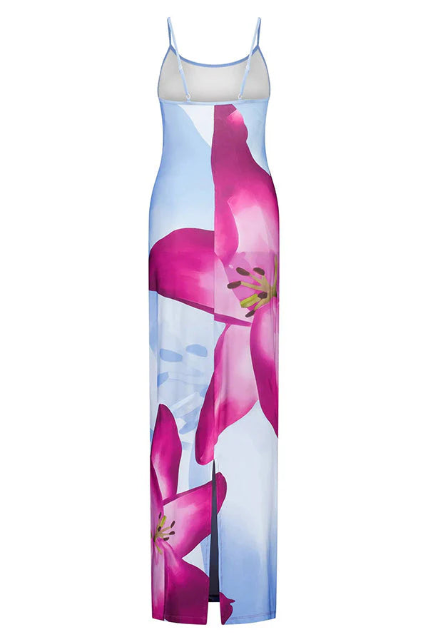 Lily Floral Slip Stretch Vacation Maxi Dress