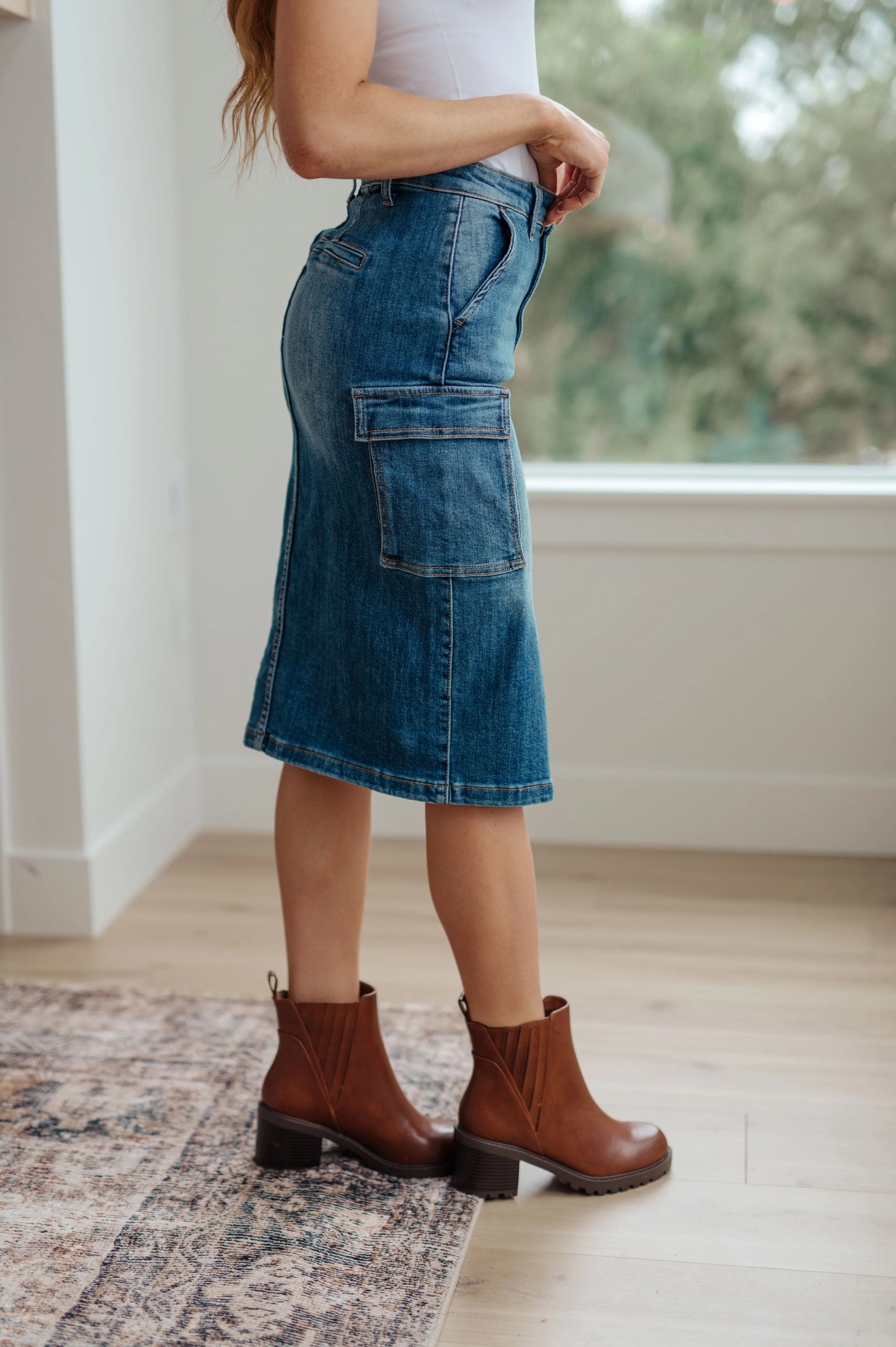 There Cargo Denim Skirt