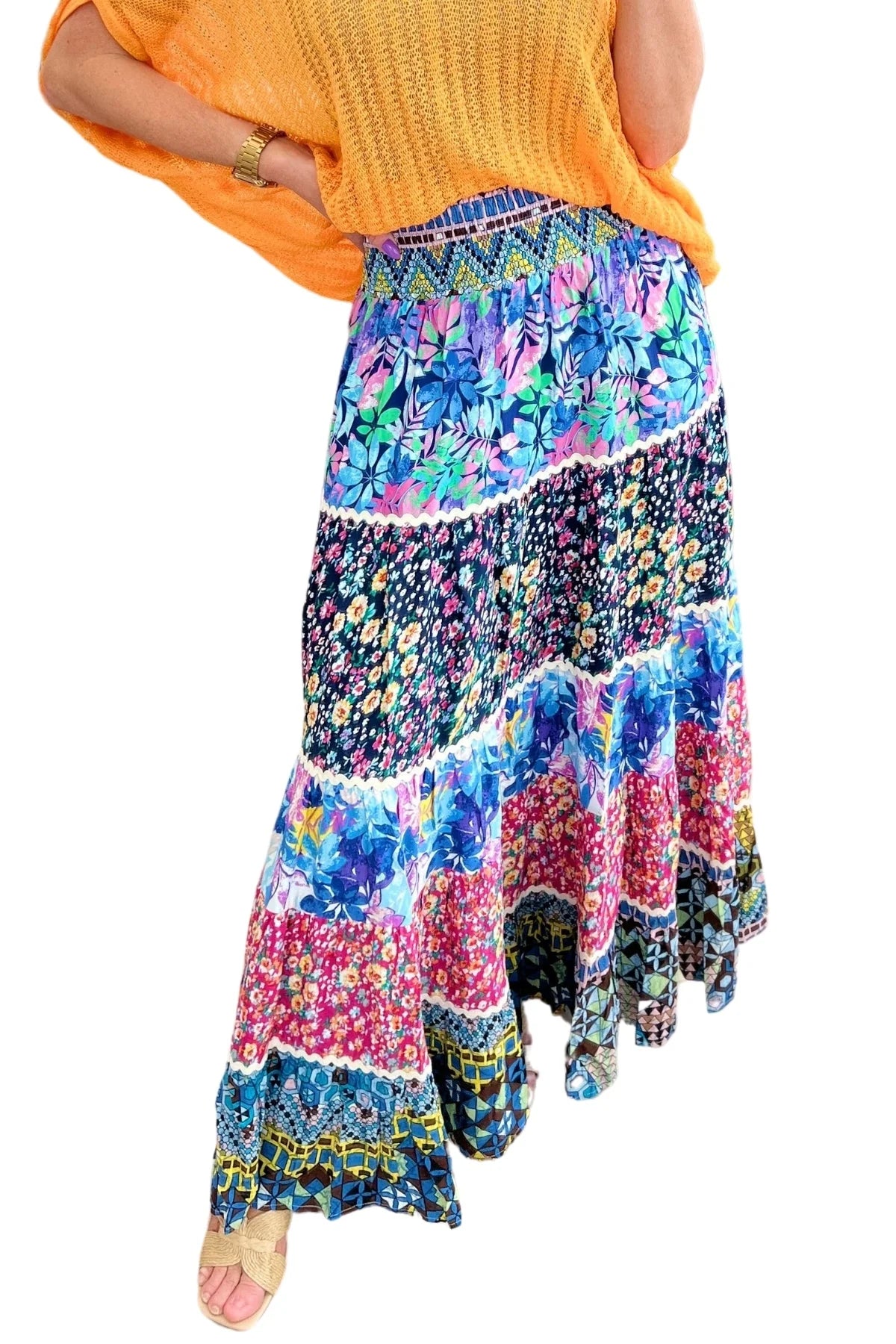 Boho Tiered Skirt in Multicolor