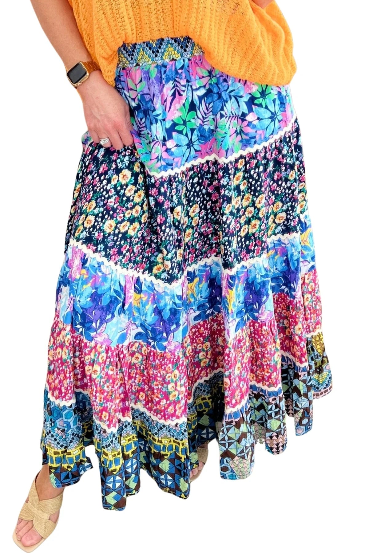 Boho Tiered Skirt in Multicolor