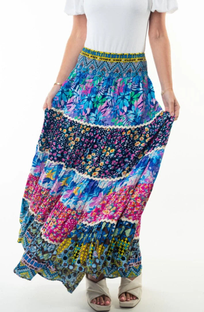 Boho Tiered Skirt in Multicolor