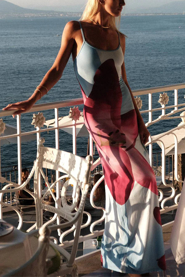 Lily Floral Slip Stretch Vacation Maxi Dress