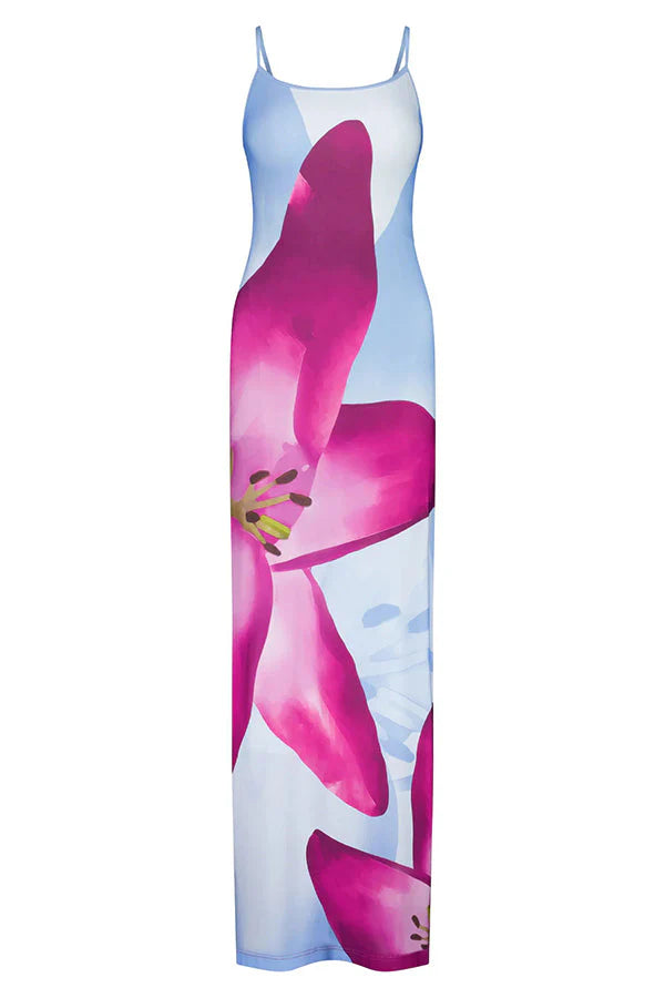 Lily Floral Slip Stretch Vacation Maxi Dress