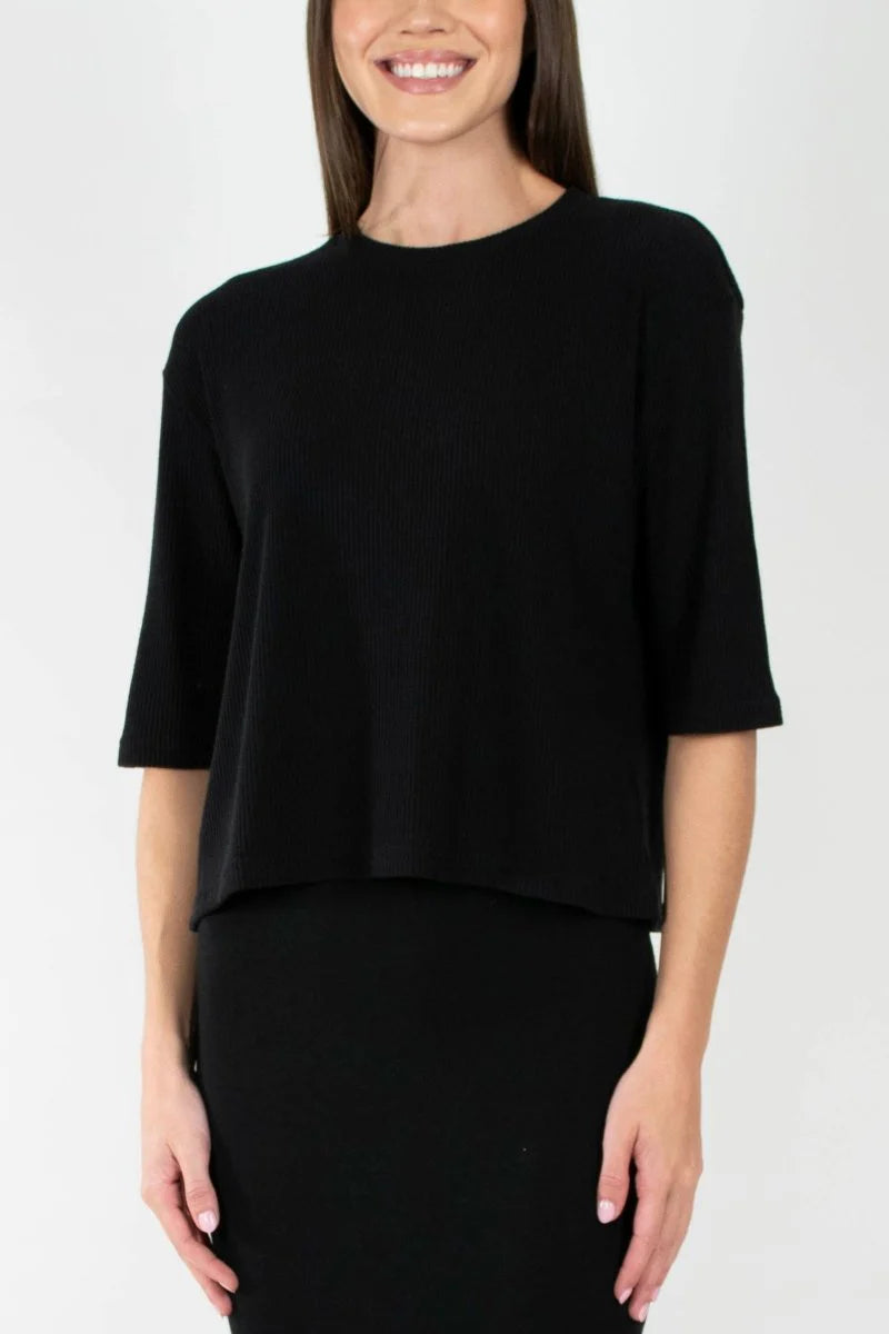 REMI TEE RIBBED (BLACK)