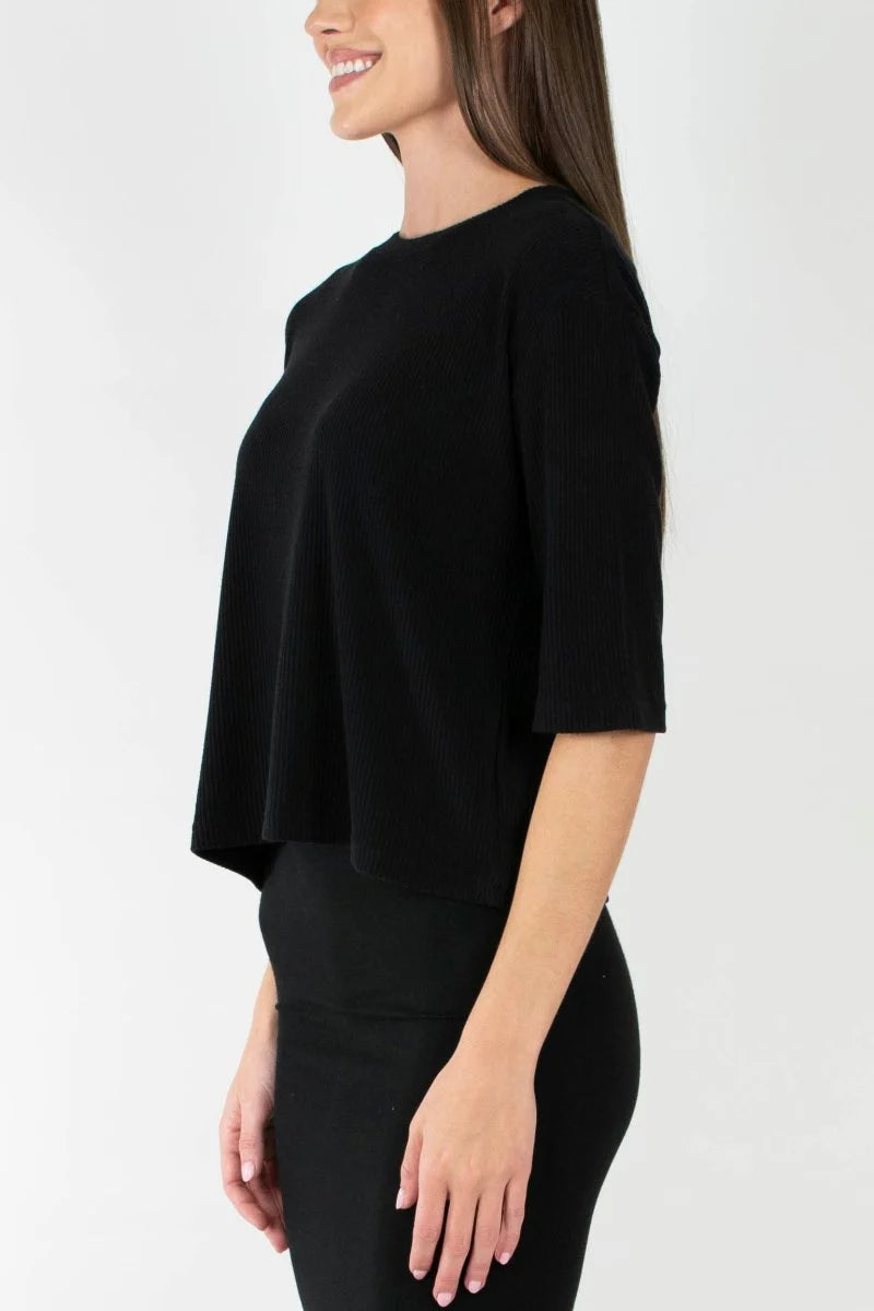 REMI TEE RIBBED (BLACK)