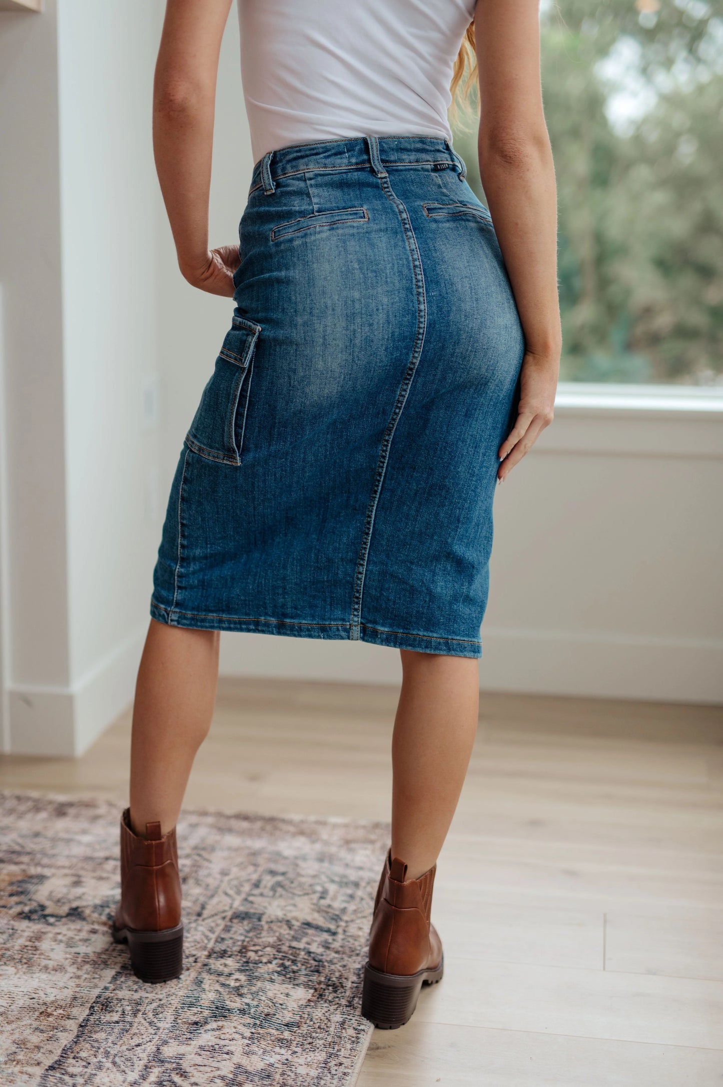 There Cargo Denim Skirt