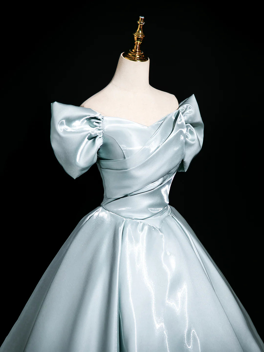 A-Line Satin Floor Length Prom Dress, Elegant Off the Shoulder Party Dress