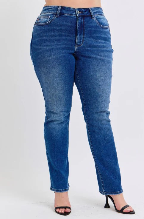 Gemigirl Mid-Rise Bootcut Straight Leg Jeans with Thermal Lining in Classic Wash